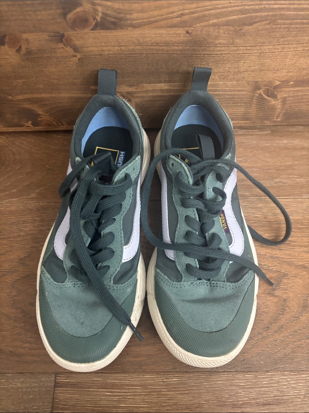 Vans Green and White Low Top Sneakers
